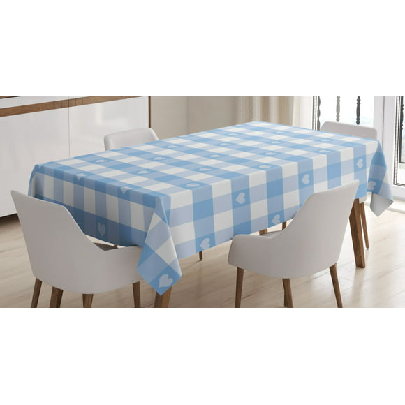 Gingham Kariert Blau Weiß Quadratisch 137X137cm 137X137CM Table Cloth